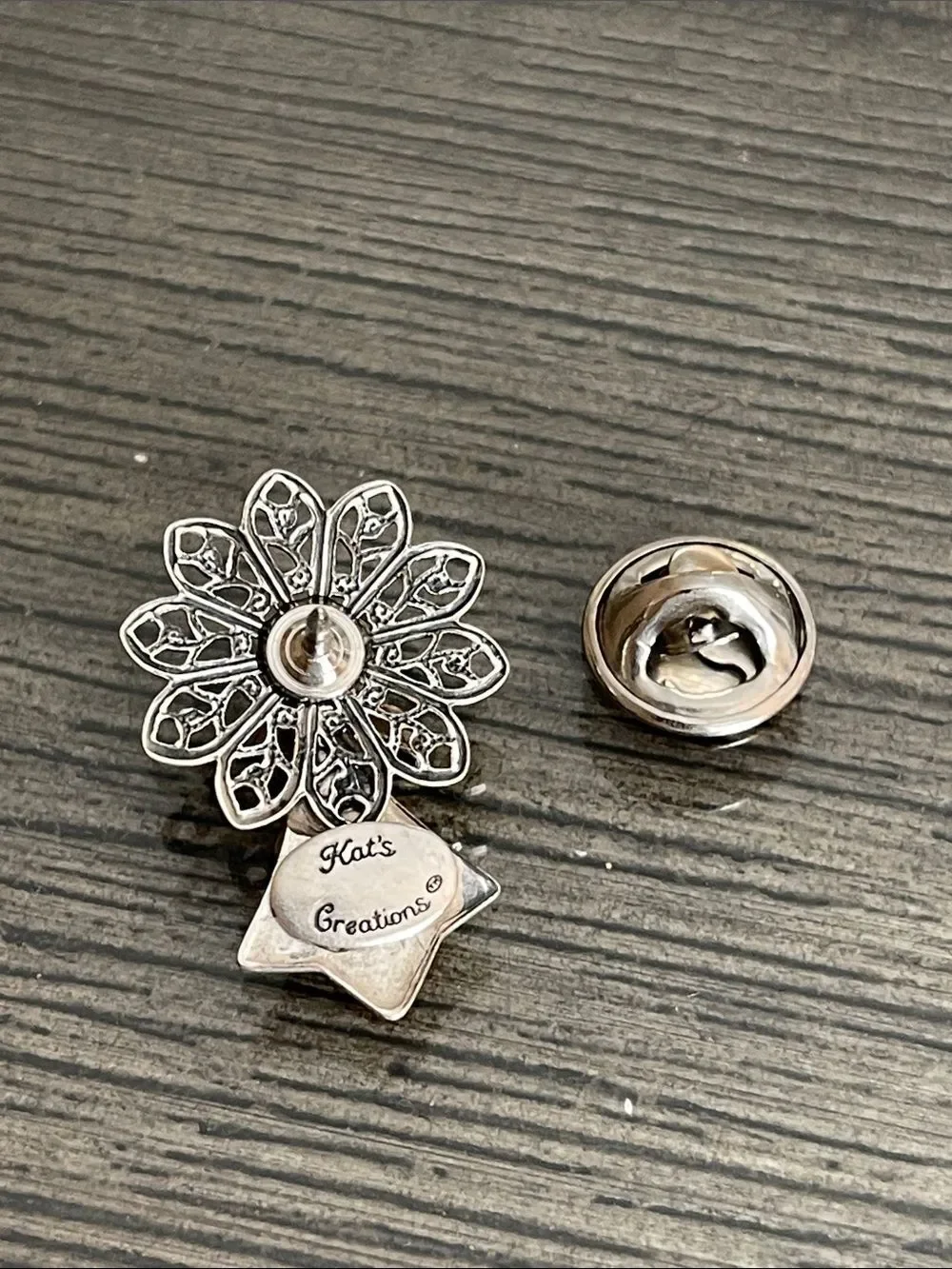 Kat's Creations Brooch Angel Cherub Filigree Metal Pin Vintage Designer Jewelry